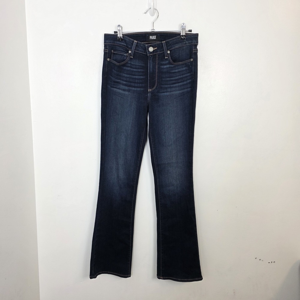 Paige Dark Wash High Rise Manhattan Cute Trendy Flattering Bootcut Jeans Size 27